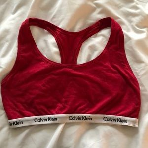 Red calvin klein sports bra